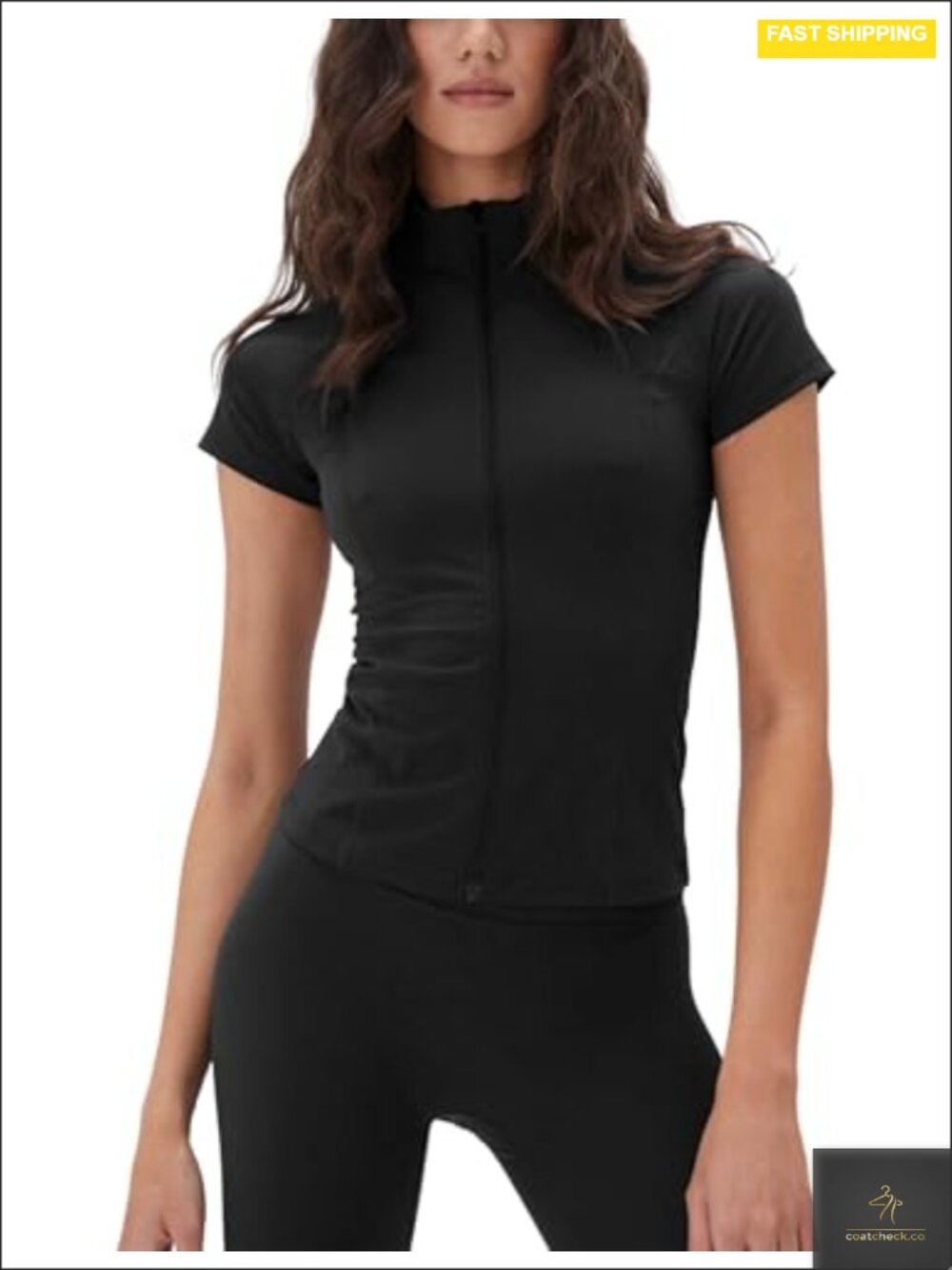 Women's Lightweight Full Zip Active Running Track Jacket Short Sleeve Yoga Top
